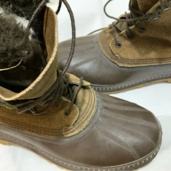 Sorel Men's Kaufman Boots Leather &amp; Rubber Winter Sz 10 Removable Liner Brown