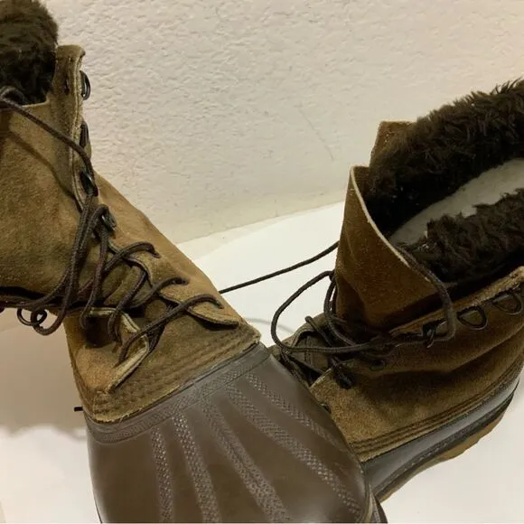 Sorel Men's Kaufman Boots Leather &amp; Rubber Winter Sz 10 Removable Liner Brown