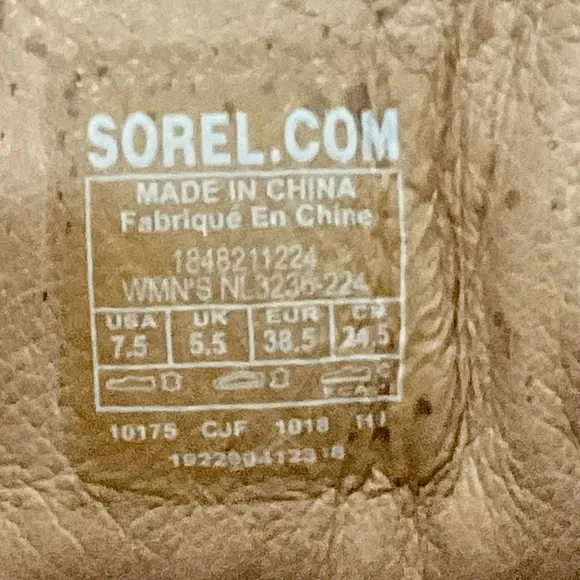Sorel Nadia Buckle Bootie Sandals in Camel Sz 7.5 M Leather Strappy Open Toe
