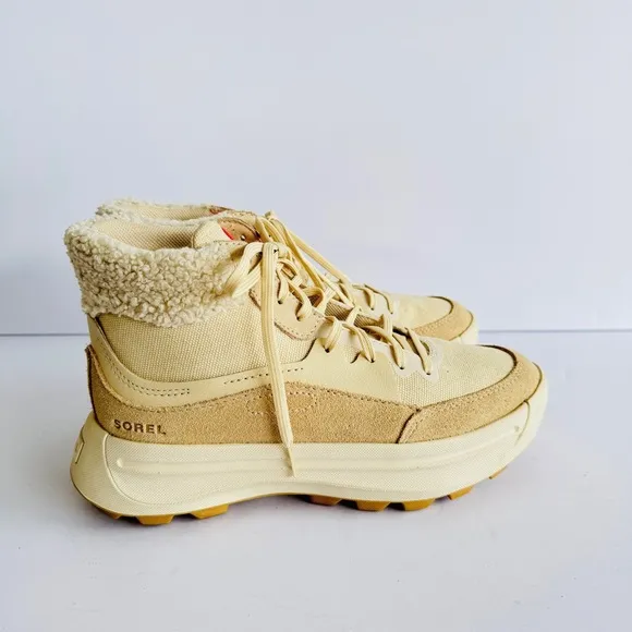 Sorel Ona Womens Cozy Booties Ankle Sneaker Boots Shearling Size 7 Beige Outdoor