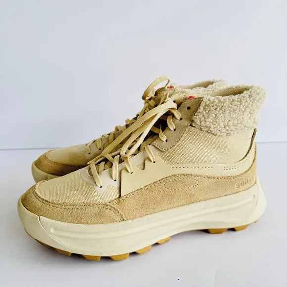 Sorel Ona Womens Cozy Booties Ankle Sneaker Boots Shearling Size 7 Beige Outdoor