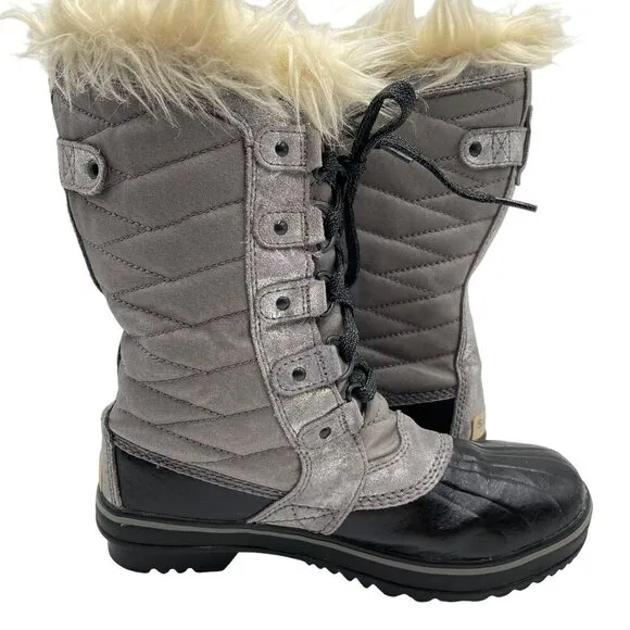 Sorel Tofino II Gray/Black Snow Boots Winter Big Girl's Size 4