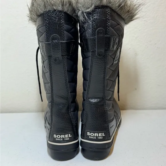 Sorel Tofino II Women’s Waterproof Black Winter Lined Faux Fur Boots Size 10 EUC