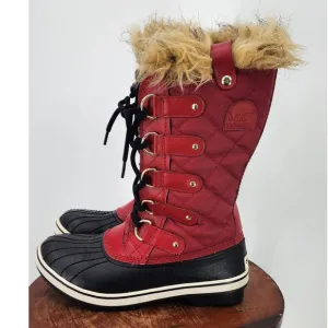 Sorel Tofino Women's Faux Fur Red‎ Quilted Winter Waterproof Winter Boots Size 7
