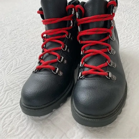 Sorel Unisex Madson Waterproof Hiker Boots, Black / Red