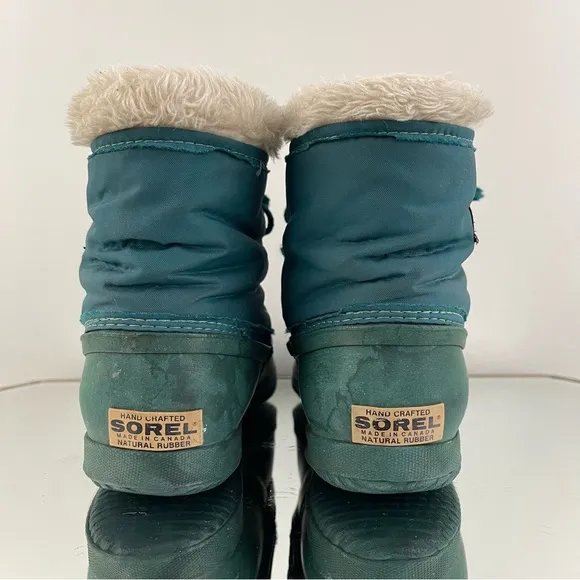 SOREL Vintage Womens Green Rubber Lace Up Ankle Waterproof Duck Winter Boots