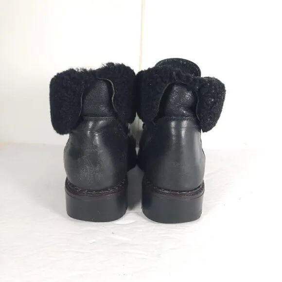 Sorel Women's Chamonix US 10M Black Leather Lined Lace Up Shearling Winter Boots