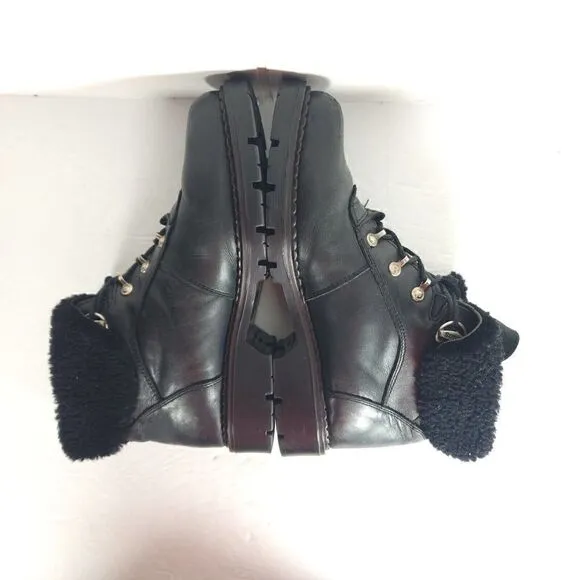 Sorel Women's Chamonix US 10M Black Leather Lined Lace Up Shearling Winter Boots