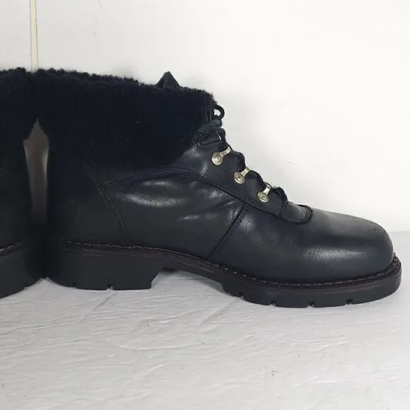 Sorel Women's Chamonix US 10M Black Leather Lined Lace Up Shearling Winter Boots