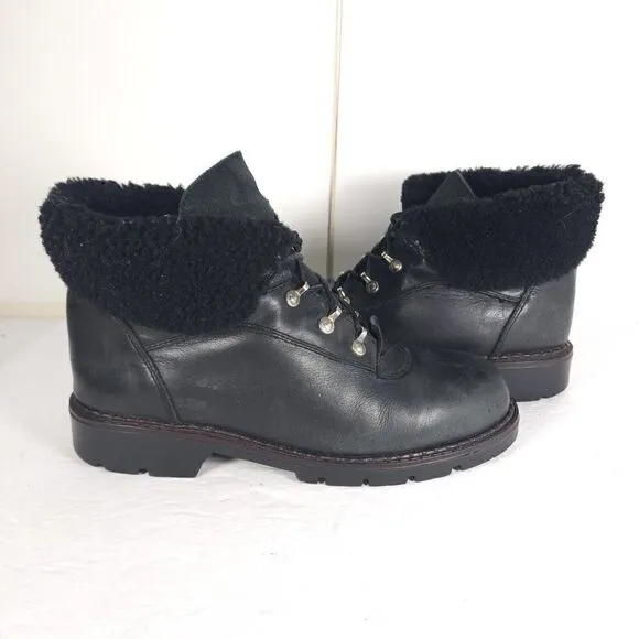 Sorel Women's Chamonix US 10M Black Leather Lined Lace Up Shearling Winter Boots