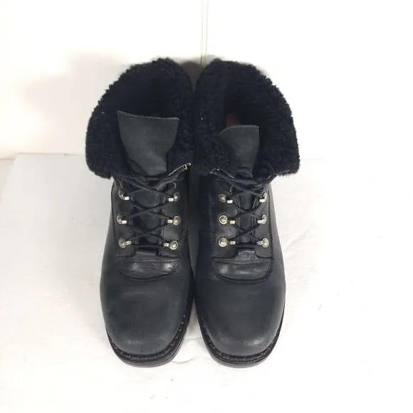 Sorel Women's Chamonix US 10M Black Leather Lined Lace Up Shearling Winter Boots