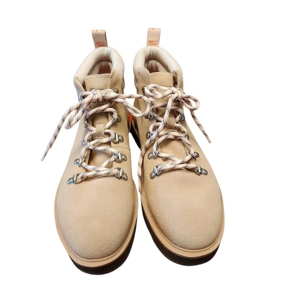 Sorel Womens Hi-Line Tan Suede Hiking Boots with Orange Accents Size 10.5