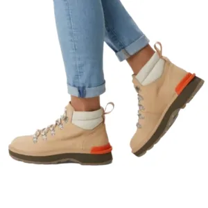Sorel Womens Hi-Line Tan Suede Hiking Boots with Orange Accents Size 10.5