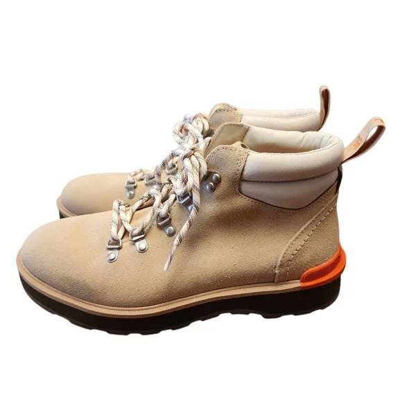 Sorel Womens Hi-Line Tan Suede Hiking Boots with Orange Accents Size 10.5
