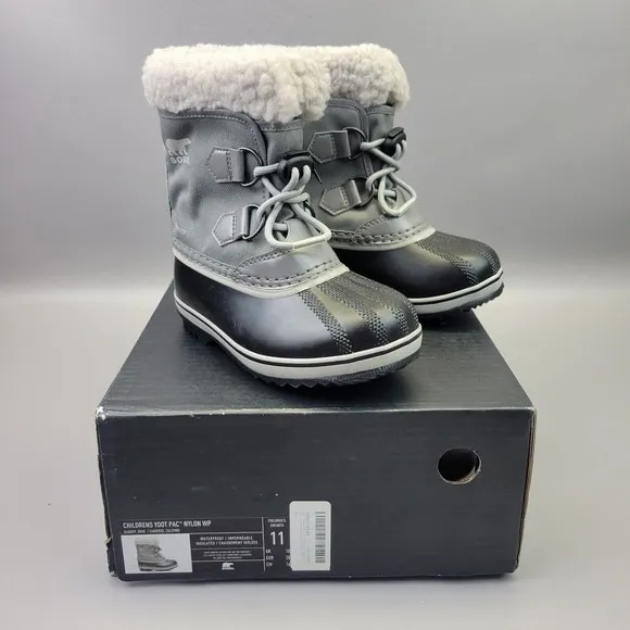 Sorel Yoot Pac‎ Nylon Gray Children Unisex Size 11 Waterproof Snow Winter Boots