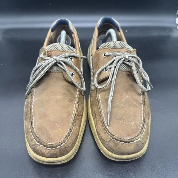 Sperry 2 Eye Leather Boat Shoes 0777347 Mens Size 11M Lace Up Leather Casual GUC