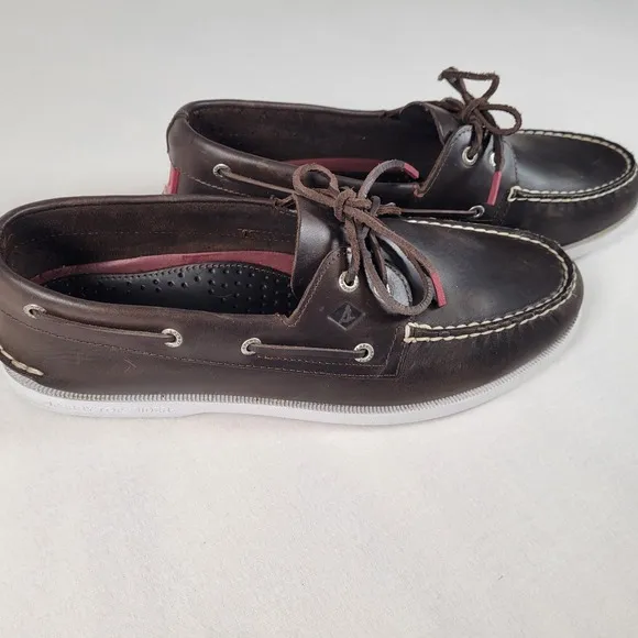 Sperry A/O Authentic‎ Original 2 Eye Pull-Up Dark Tan Boat Shoe Mens Size 13