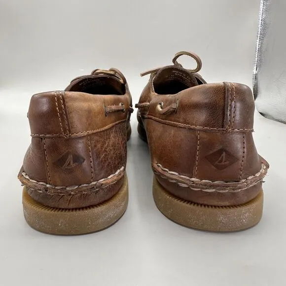 Sperry Authentic Original 2-Eye Orleans Leather Boat Shoes Tan Brown Men’s 15 M