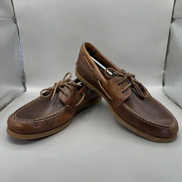 Sperry Authentic Original 2-Eye Orleans Leather Boat Shoes Tan Brown Men’s 15 M