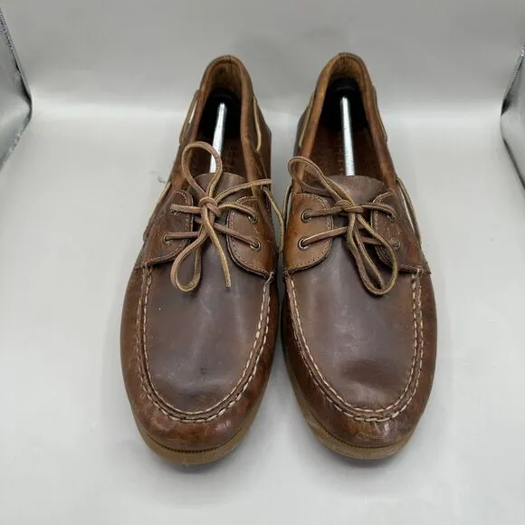 Sperry Authentic Original 2-Eye Orleans Leather Boat Shoes Tan Brown Men’s 15 M