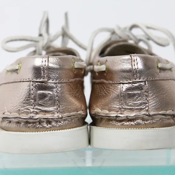 Sperry Authentic Original Boat Shoe sz 7.5 Women Moccasin Rose Gold Leather