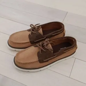 Sperry Kids Boys Leeward 2-Eye Leather Tan/ Beige Boat Shoes Size 3M