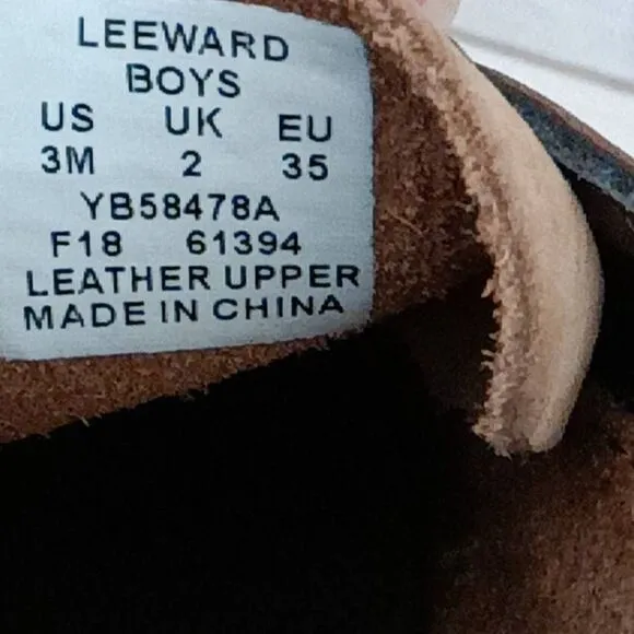 Sperry Kids Boys Leeward 2-Eye Leather Tan/ Beige Boat Shoes Size 3M