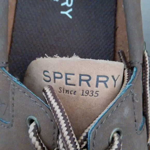 Sperry Kids Boys Leeward 2-Eye Leather Tan/ Beige Boat Shoes Size 3M
