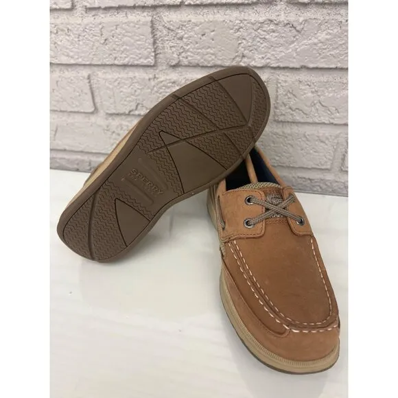 Sperry Lanyard Tan Boys Boat Shoes Size 4.5M