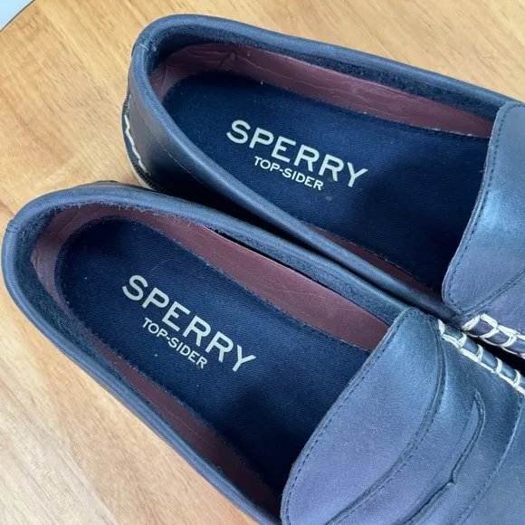 Sperry Leeward Penny Loafer Leather Boat Shoes Navy Blue Men’s 11