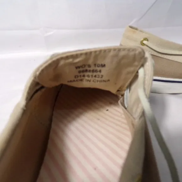 Sperry Men Tan Boat Shoes Top - Sider Canvas Sz 10