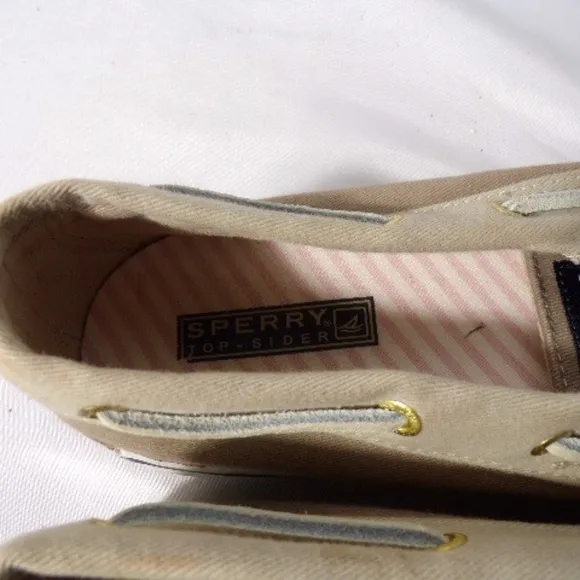 Sperry Men Tan Boat Shoes Top - Sider Canvas Sz 10