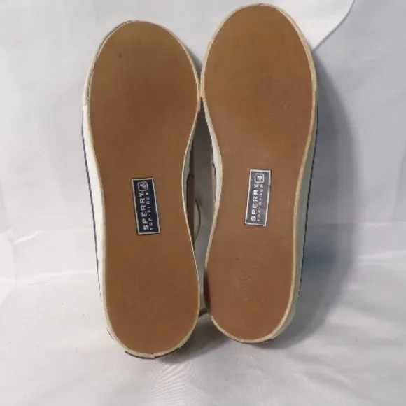 Sperry Men Tan Boat Shoes Top - Sider Canvas Sz 10