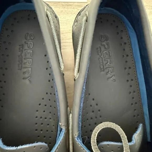 Sperry Men's Authentic Men's Sz 11.5- 2 Eye Gray Perforated Boat Shoes STS23923