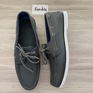 Sperry Men's Authentic Men's Sz 11.5- 2 Eye Gray Perforated Boat Shoes STS23923