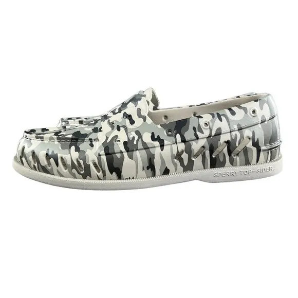 Sperry Men's Authentic Original Grey Camo Float Boat Shoes Sizes 8 - 13