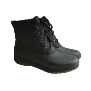 Sperry Pacifica Leather Women 9.5 Rain Duck Boots Black Lace Up Fall Winter