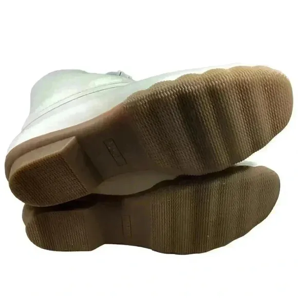 Sperry Saltwater Wool Women 10 Rain Duck Boots Ivory Lace Up Zipper Fall Winter