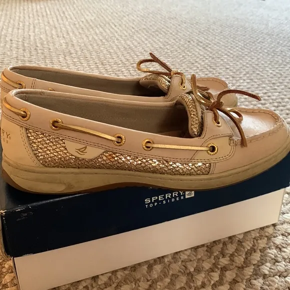 Sperry Top-Sider Angelfish Linen/Gold Glitter Boat Shoes