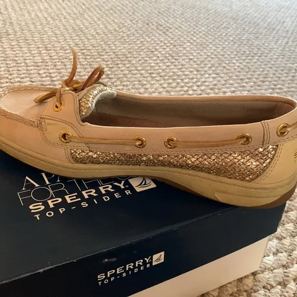Sperry Top-Sider Angelfish Linen/Gold Glitter Boat Shoes