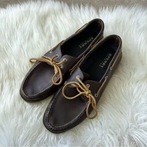 Sperry Top Sider Brown Leather Lace Tie Boat Shoes