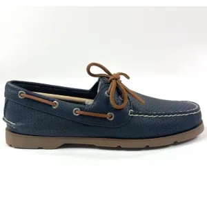 Sperry Top-Sider Leeward 2-Eye Mens Wide Navy Blue Brown Perforated Boat Shoes