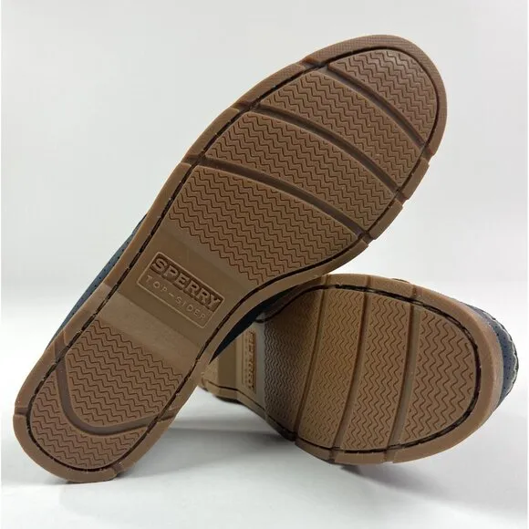 Sperry Top-Sider Leeward 2-Eye Mens Wide Navy Blue Brown Perforated Boat Shoes