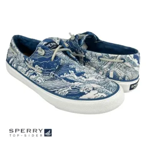 Sperry Top-Sider | Men 10.5 | Blue &amp; White Bahama Coral Print Boat Shoes Slip-On