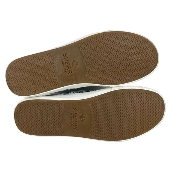 Sperry Top-Sider | Men 10.5 | Blue &amp; White Bahama Coral Print Boat Shoes Slip-On