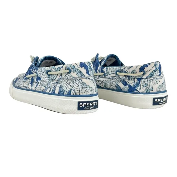 Sperry Top-Sider | Men 10.5 | Blue &amp; White Bahama Coral Print Boat Shoes Slip-On