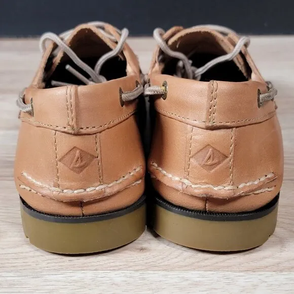 Sperry Top-Sider Shoes Mens Size 10.5 Beige Brown A/O Boat Loafers Leather 2-Eye