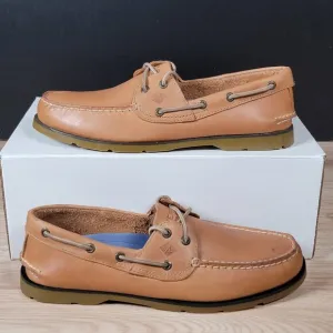 Sperry Top-Sider Shoes Mens Size 10.5 Beige Brown A/O Boat Loafers Leather 2-Eye