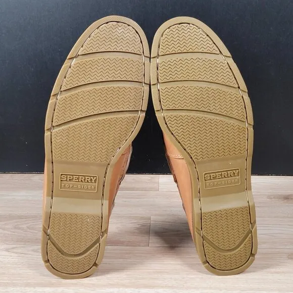 Sperry Top-Sider Shoes Mens Size 10.5 Beige Brown A/O Boat Loafers Leather 2-Eye