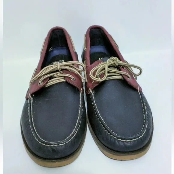 Sperry Top-Sider Two Tone Red &amp; Navy Blue Leather Boat Shoes